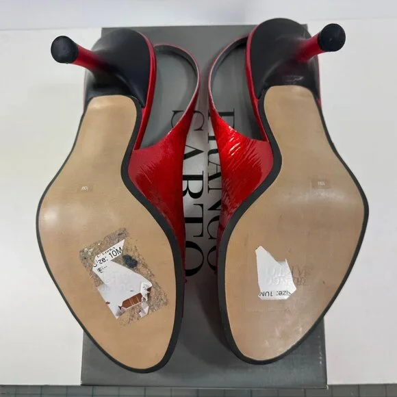 Franco Sarto Cherry Red Patent Leather sling back peep toe heels sz 10M - Picture 7 of 9